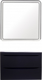 Style Line Мебель для ванной Бергамо Мини 80 подвесная черная Люкс антискрейтч Plus – фотография-1